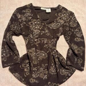 y2k fairy core floral brown blouse top